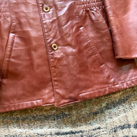 Men's Vintage 70's Remy Leather Cognac Brown City Jacket Coat Sz 44 Long Large - Picture 12 of 12